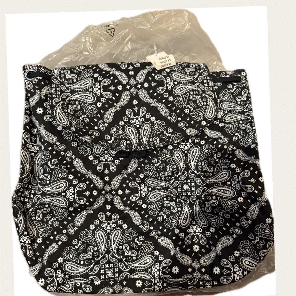 PINK Victoria's Secret Black and White Tote with Baroque Pattern